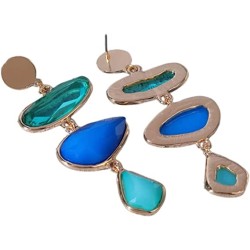 Pendientes Dorados y piedras turquesa Bisuteria Artesanal