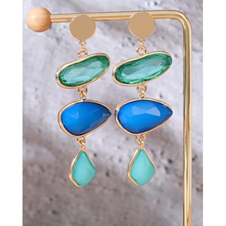 Pendientes Dorados y piedras turquesa