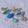 Pendientes Dorados y piedras turquesa Bisuteria Artesanal