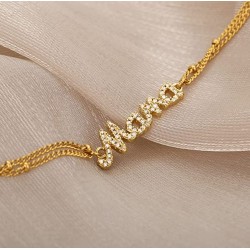 Pulsera de acero inoxidable Mamá con circonitas. Regalos mamás.