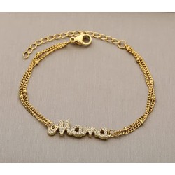 Pulsera de acero inoxidable Mamá con circonitas. Regalos mamás.