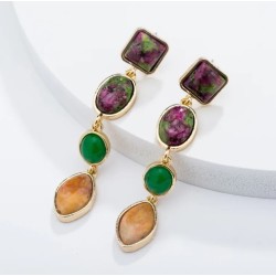 Pendientes largos con piedra natural
