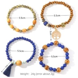 Pulseras Vintage con árbol de la vida en azul, dorado y marrón