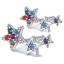 pendientes trepadores estrellas plata