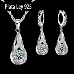 conjunto elegante plata y circonitas