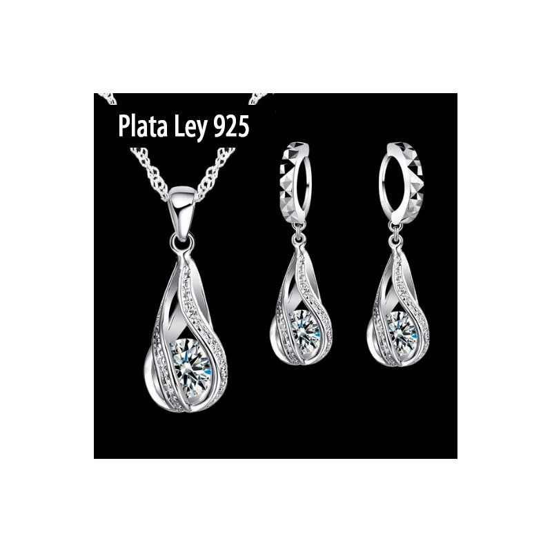 conjunto elegante plata y circonitas