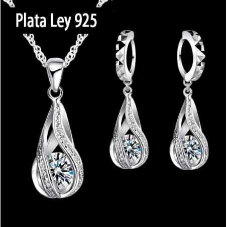 conjunto elegante plata y circonitas