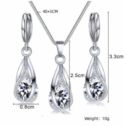 Conjunto Plata Ley 925 Pendientes y Gargantilla con Circonita Negra.