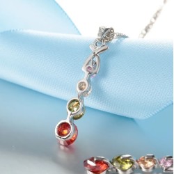 Conjunto Plata Ley 925 Pendientes y Gargantilla con Circonitas colores