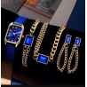 Conjunto Reloj Azul Mujer con pulsera, gargantilla y pendientes.