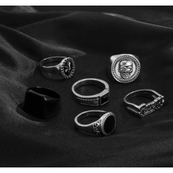 Anillos para hombre plateados con negro Bisutería Online
