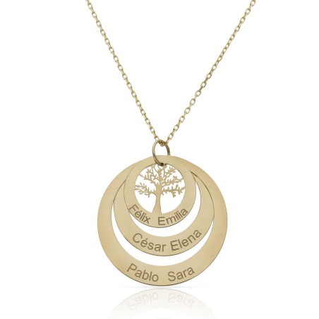 Gargantilla Oro 18KL 3 Circulos con Arbol de la vida 20 mm