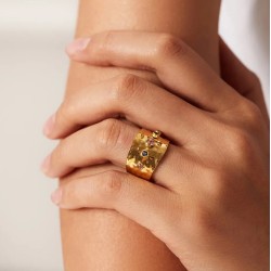 Anillos Acero Inox con piedras cúbicas chakras