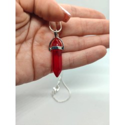 Collar de plata con cristal rojo