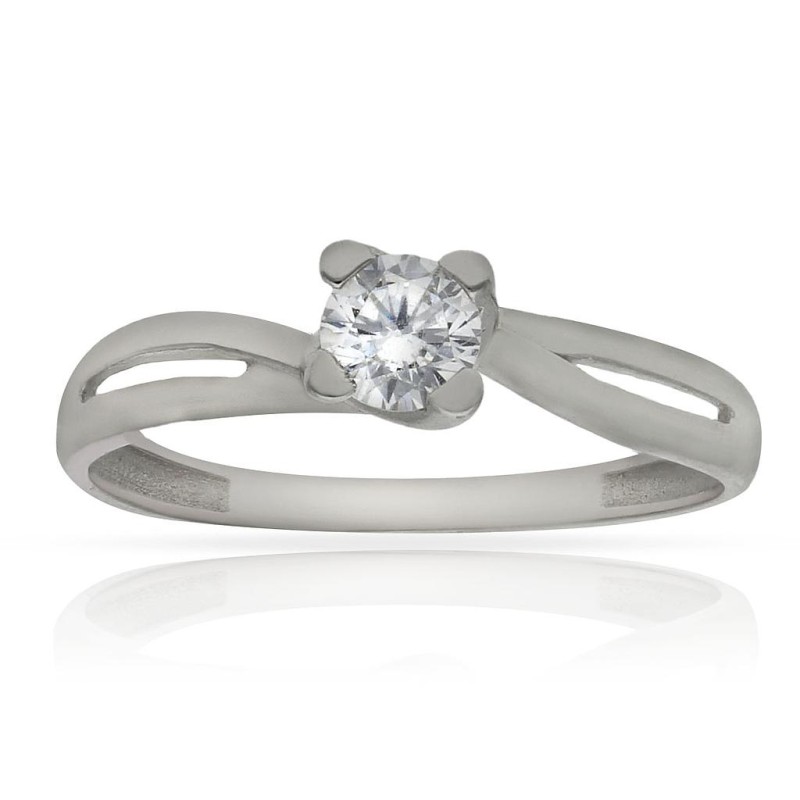 Sortija Oro Blanco 18KL con Circonitas S1383