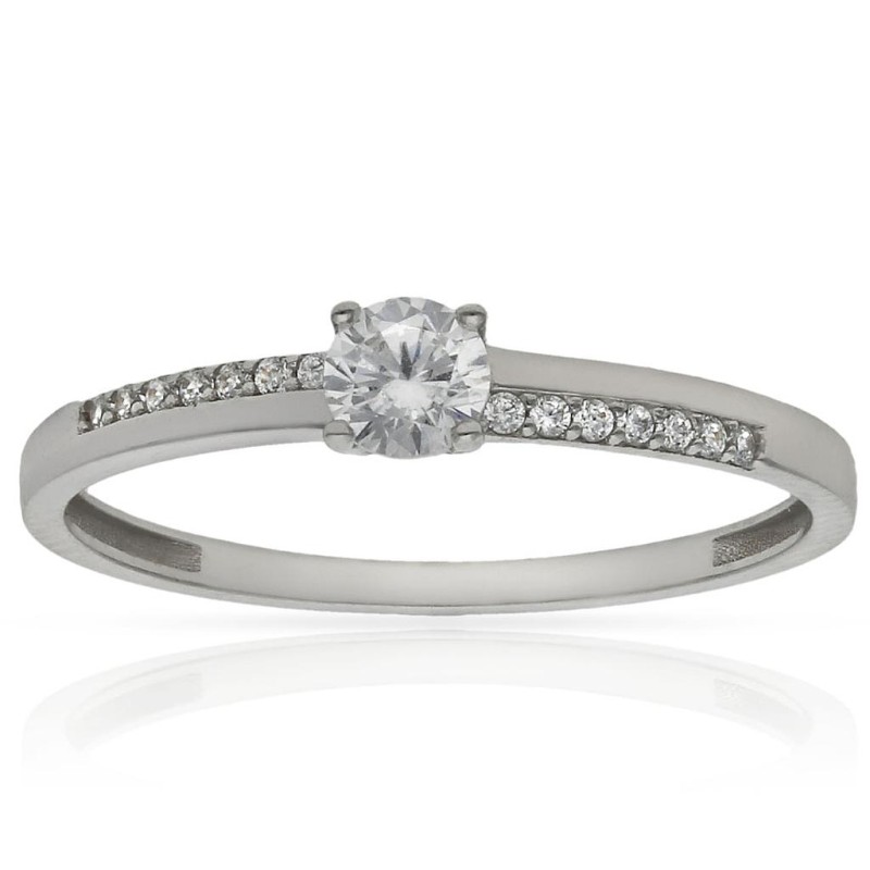 Sortija Oro Blanco 18KL con Circonitas S1380